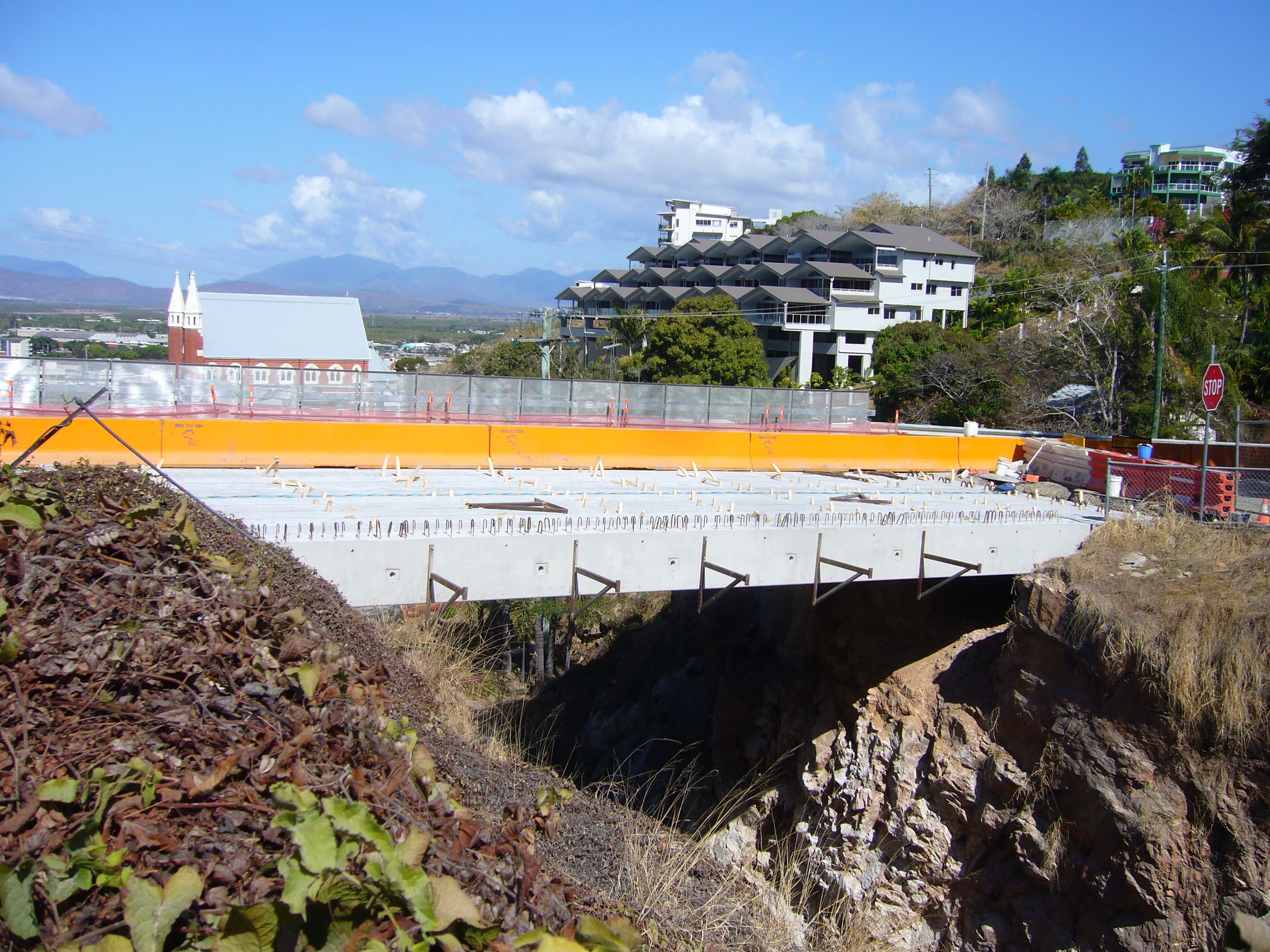 The Victoria Street Bridge deck across the rock cutting in Townsville