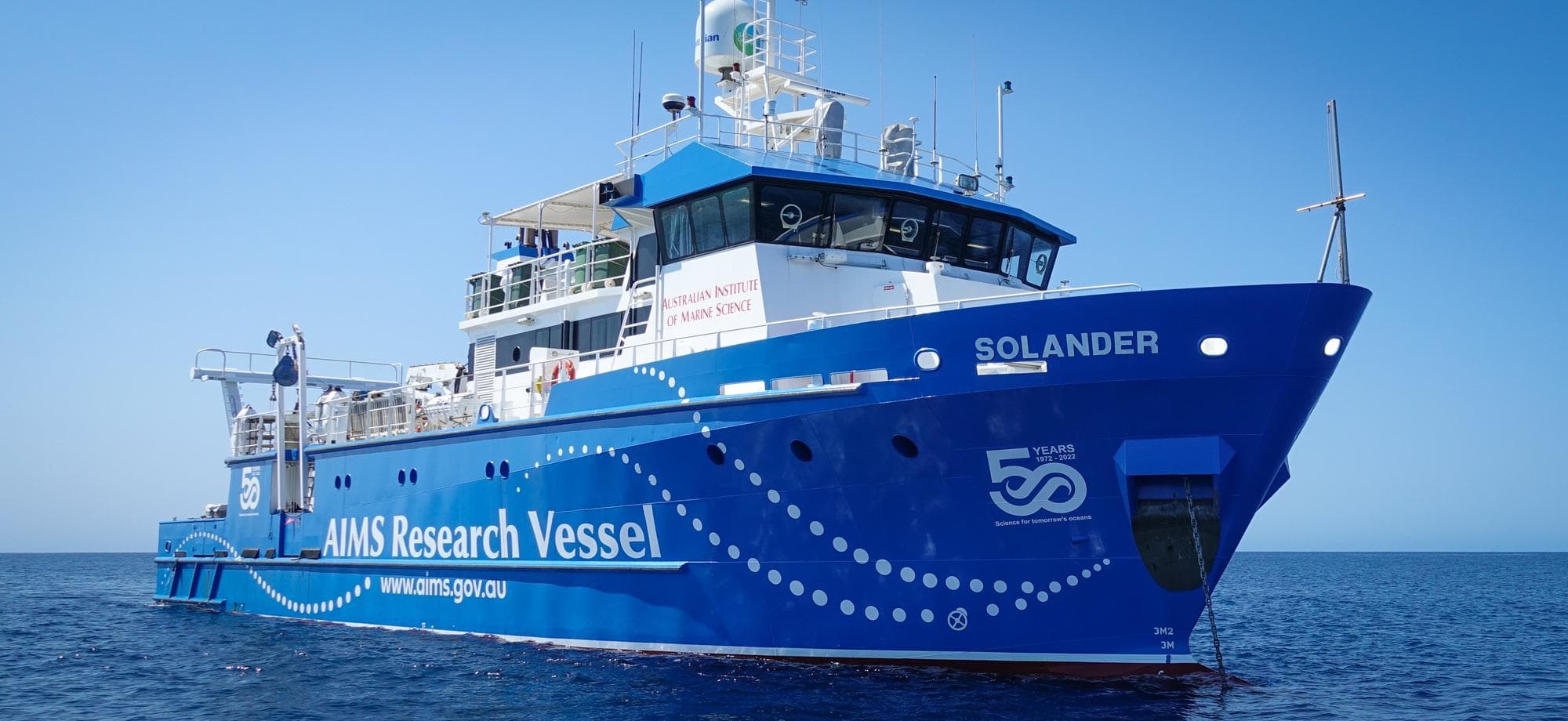 The AIMS research vessel Solander at sea