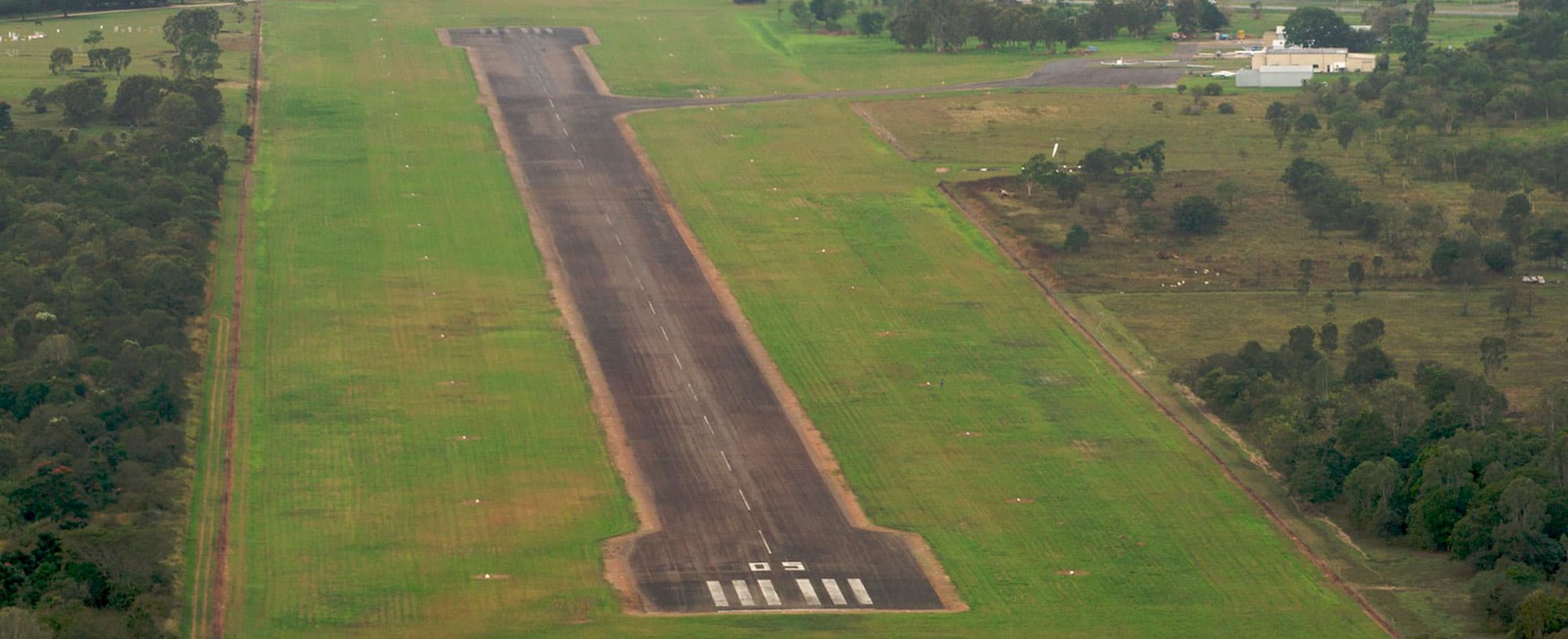 Aerial view of the Ingham Aerodrome runway